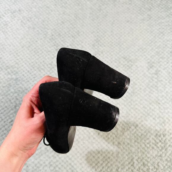 Vtg Charles Jourdan Paris Black Suede Round Toe Strappy Classy Heel 9d - Picture 4 of 6